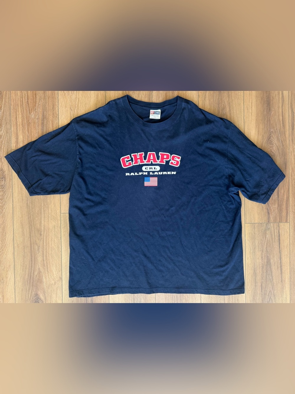 VTG Ralph Lauren Chaps T-Shirt American Flag Logo Tee XXL
